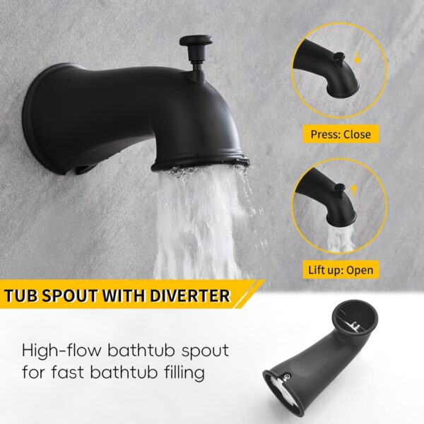 Tub and Shower Faucet Set Dual Shower System with Tub Spout Shower Tub Kit Dual Shower Head and Handheld with Valve Shower Dual Fixtures Tub and Shower Trim Kit Combo Set Matte Black