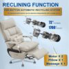 Ergonomic Executive Office Chair with Footrest – 400LBS Big and Tall PU Leather Desk Chair, One-Click Electric Recline with Massage & Pillow Support, High Back Wide Seat for Home Office (White)