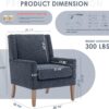 COLAMY Modern Wingback Living Room Chair Set of 2, Upholstered Fabric Accent Armchair, Single Sofa Chair with Lounge Seat and Wood Legs for Bedroom/Office/Reading Spaces, Blue