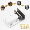 Stainless Steel Glass Door Hinge Double Head Magnetic Catch Closures with ABS Clamp Set for 5-7mm Glass Doors (1, White)