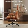Mid Century Modren Big and Tall Office Chair,Large Ergonomic Executive Chair for Heavy Duty People, Computer Desk Task Chair with Wheels, Faux Lether Fabric Wide Chair for Home Sturdy,Brown(PU)