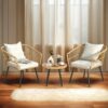 YITAHOME Accent Chairs Set of 2 Mid-Century Modern Chair with Pillow Upholstered Lounge Arm Chair with Side Table & Soft Cushion for Living Room, Bedroom, Balcony, Beige