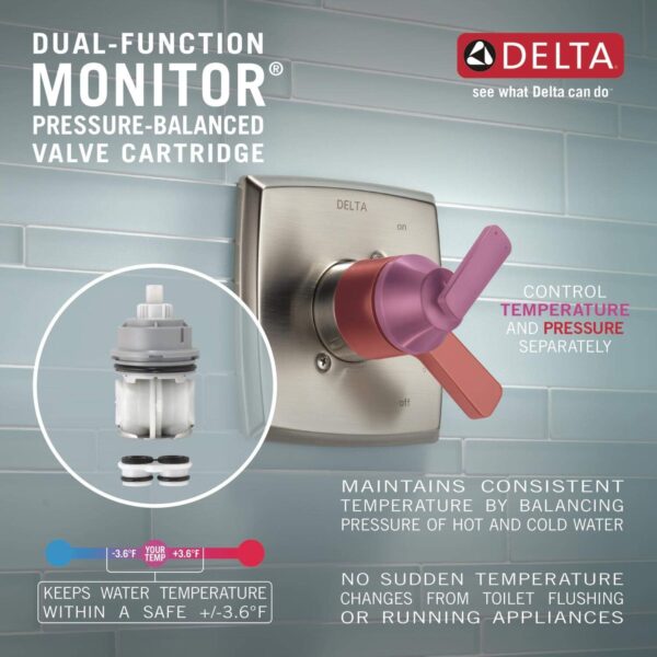 Delta Faucet Linden 17 Series Dual-Function Shower Faucet, Shower Trim Kit with 4-Spray In2ition 2-in-1 Dual Hand Held Shower Head with Hose, Venetian Bronze T17294-RB-I (Valve Not Included)