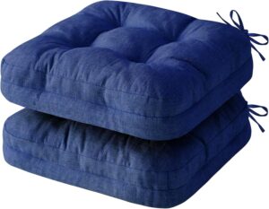 713t3ZtlCLL._AC_SL1500_.jpg Chair Cushions, Dining Chair Cushions, Tufted Indoor Chair Pads, Set of 2, Navy Blue, 16.5'' x 16.5'' x 3.5''