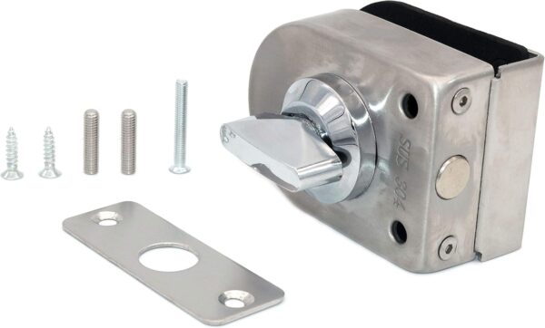 Set of 2 NUZAMAS 304 Stainless Steel Glass Door Locks, Floor Latch Lock, Bolt Ground Lock for Bathroom Toilet Shop Frameless Glass Doors - Half Round