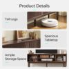 LINSY HOME Fluted TV Stand for 75" TV, Mid-Century Modern 70" Entertainment Center with Sliding Tambour Door and Storage Cabinet, Cruved TV Media Console Table for Living Room, Bedroom, Walnut