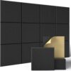 Sonicism 12 Pack Acoustic Wall Panels with Self-Adhesive, 12" X 12" X 0.4" Sound Proof Foam Panels, Decorative Soundproof Wall Panels, Sound Proof Absorbing Tiles for Home & Offices, Black