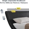 Allewie Queen Size Bed Frame with Ergonomic & Adjustable Headboard, Low Profile Modern Upholstered Platform Sleigh Design - Easy Assembly, No Box Spring Required, Black