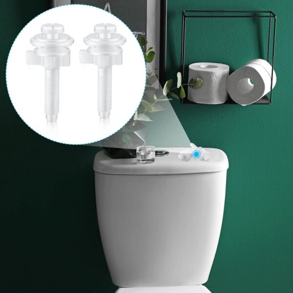 Jetec 2 Pieces Toilet Seat Screws Replacement Kit Plastic Bolts with Plastic Nuts and Washers Parts Kit for Fixing The Top Toilet Seat, White