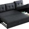 Upholstered Sleeper Sofa, L Shaped Sectional Couch with Reversible Storage, Convertible Corner Lounge Couches w/Pull Out Sofabed for Living Room, Apartment,Dark Grey