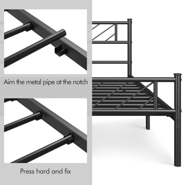 Yaheetech Queen Size Platform Bed Frame with Arrow Design Headboard, 13 Inches Metal Mattress Foundation for Storage, No Box Spring Needed, Easy Assembly, Modern, Black