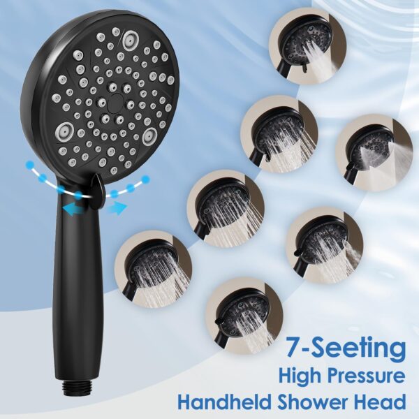 Alesco 10" Shower Heads with Handheld Spray Combo, 12" Extend Shower Arm with 3-Way Diverter Valve, 7-Setting Handheld Spray and High-Pressure Showerhead, Dual Showerheads Set, Matte Black