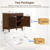 APRILSOUL 36" Bathroom Vanity with Ceramic Sink, Mid-Century Bathroom Vanity Cabinet with 2 Soft Closing Doors, Freestanding Bathroom Cabinet, Particleboard Frame with Wood Grain Laminate, Walnut
