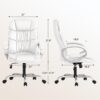 Homall Office Chair High Back Computer Desk Chair, PU Leather Adjustable Height Modern Executive Swivel Task with Padded Armrests and Lumbar Support (White)