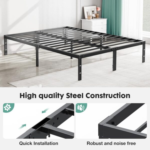 Sweetcrispy Queen Bed Frame - Heavy Duty Metal Platform Bed Frames Queen Size with Storage Space Under Frame, No Box Spring Needed, 14 Inches, Sturdy Steel Slat Support…