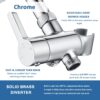 High Pressure All Metal 3 Way Shower Diverter Valve with Hand Shower Holder, G1/2 Shower Head Splitter, Shower Arm Diverter, Bathroom Universal Shower System Replacement Part (Chrome)