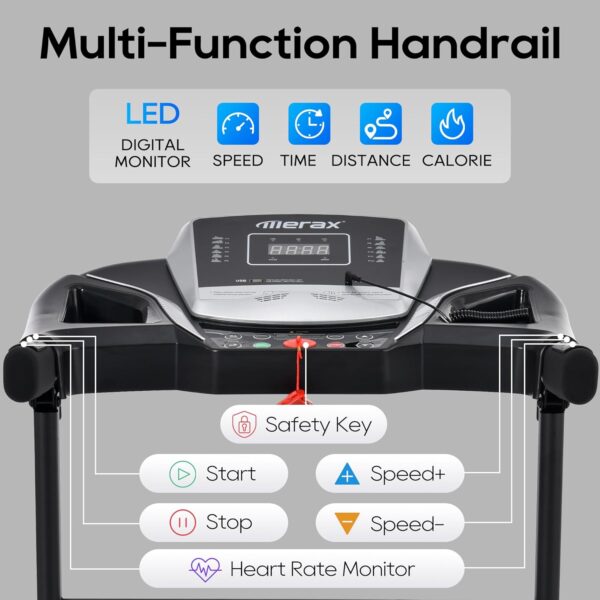 Merax Electric Folding Treadmills for Home 3 Level Incline Treadmill with Pulse Sensors, 2.5 HP Quiet Brushless with USB Charge Station, 7.5 MPH, 300 lbs Capacity