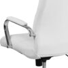 Flash Furniture Whitney High-Back Swivel LeatherSoft Desk Chair with Padded Seat and Armrests, Adjustable Height Padded Office Chair, White/Chrome