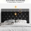 SHA CERLIN Queen Size Platform Bed Frame with Button Tufted Headboard, Faux Leather Upholstered Mattress Foundation, Wooden Slat Support, No Box Spring Needed, Black