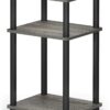 Furinno Just 3-Tier Turn-N-Tube End Table / Side Table / Night Stand / Bedside Table with Plastic Poles, 1-Pack, French Oak Grey/Black