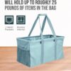 716ak4PpQFL._AC_SL1500_.jpg Extra Large Utility Tote Bag - Oversized Collapsible Reusable Wire Frame Rectangular Canvas Basket With Two Exterior Pockets For Beach, Pool, Laundry, Car Trunk, Storage - Light Blue
