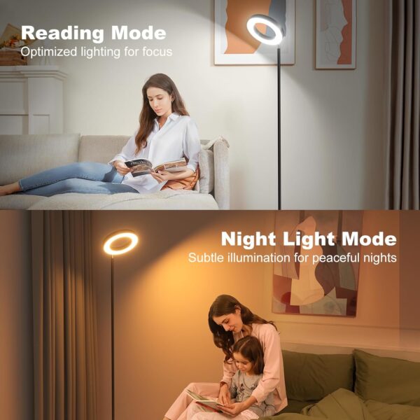 32W RGB Floor Lamp, Bright LED Standing Lamp with Remote, Stepless Dimmable, Modern Color Changing Torchiere Tall Lamps for Living Room Bedroom Office Gaming Party