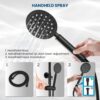 gotonovo SUS304 Outdoor Shower Fixture High Pressure Shower System Combo Wall Mount 2 Dual Function Shower Faucet Set Round Handheld Spray Matte Black Double Cross Handle