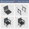 UDPATIO 5 Piece Patio Dining Table Sets, Outdoor HDPE Dining Furniture Set with Umbrella Hole Cut-Out Table and 4 Chairs, All Weather Dining Set for Lawn, Garden, Backyard, Poolside, Black