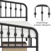 Yaheetech Queen Bed Frames Metal Platform Bed with Victorian Style Wrought Iron Headboard and Footboard/Easy Assembly/No Box Spring Needed/Black Queen Bed