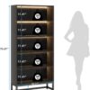 Tribesigns Tall Bookcase Black Bookshelf, 70.8” Large Bookcases Organizer with LED Lights, Heavy Duty Free-Standing Library Bookshelf with 5-Tier Storage Shelves for Living Room, Bedroom (Black)