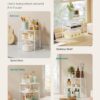 SONGMICS Cabinet Organizer Shelf, Set of 2 Kitchen Counter Shelves, Kitchen Storage, Spice Rack, Stackable, Expandable, Metal and Engineered Wood, Cloud White and Snow White UKCS02W01