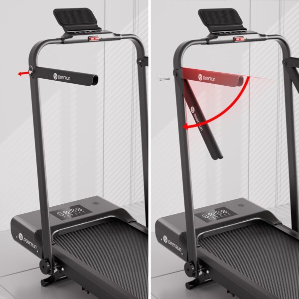DeerRun 3 in 1 Folding Treadmills for Home, 3.0HP Powerful and Quiet Under Desk Treadmill, 300 lbs Capacity Foldable Walking Pad Treadmill with Remote Control and Space Saving, Free Installation
