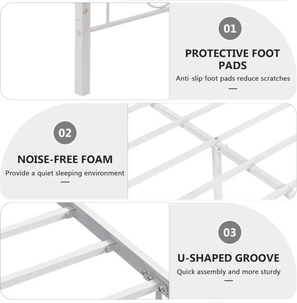 VECELO Queen Size Bed Frame with Headboard and Footboard, Heavy Duty Metal Slat Support, Platform Mattress Foundation, No Box Spring Needed, Easy Assembly, White