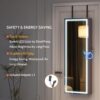 LVSOMT LED Wall/Door Mounted Jewelry Cabinet Armoire, Full Length Mirror with Lights, Lockable Storage Organizer, Over the Door Hanging Dressing Body Mirror (Wood)