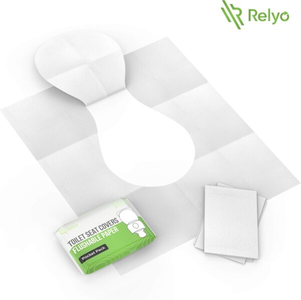 Toilet Seat Covers Paper Flushable (50 Pack) - XL for Adults and Kids Potty Training, 100% Biodegradable Travel Accessories Public Restrooms, Airplane, Camping