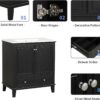 Linique 30" Modern Bathroom Vanity with Sink Combo Set, Solid Wood Frame Multi-Functional Bathroom Storage Cabinet with 2 Soft Closing Doors and a Drawer, Adjustable Shelf, Black