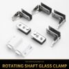 Stainless Steel Glass Door Hinge Double Head Magnetic Catch Closures with ABS Clamp Set for 5-7mm Glass Doors (1, White)