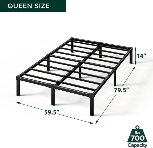 Zinus Yelena 14 Inch Metal Platform Bed Frame, Steel Slat Support, No Box Spring Needed, Eco Friendly WonderBox(TM) Packaging, Easy Assembly, Black, Queen