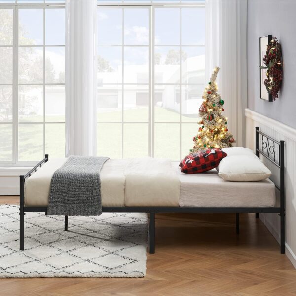 VECELO Queen Size Metal Platform Bed Frame with Headboard/Steel Slat Support/No Box Spring Needed/Easy Assembly