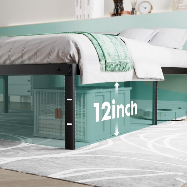 Sweetcrispy Queen Bed Frame - Heavy Duty Metal Platform Bed Frames Queen Size with Storage Space Under Frame, No Box Spring Needed, 14 Inches, Sturdy Steel Slat Support…