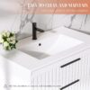 30" Bathroom Vanity with Sink, Floating Vanity Bathroom Sink Cabinet Wall Mount, Soft-Close Function 2 Large Drawers, Grooved Stripe Design, Hidden Damping Drawers, White