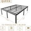 16 Inch Queen Size Bed Frame - No Box Spring Needed Heavy Duty Black Metal Platform Mattress Foundation, Non-Slip Noise Free Easy Assembly Steel Slats Bedframes with Cleance Storage