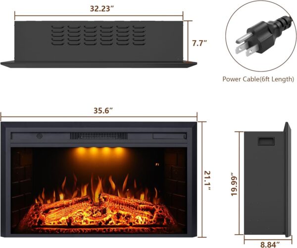718NIS6h2tL._AC_SL1500_.jpg Valuxhome Electric Fireplace, Fireplace Insert with Overheating Protection, 36 Inches Wide 21 Inches High with Fire Crackling Sound, Remote Control, 750/1500W, Black
