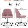 DUMOS Office Desk Chair, Modern Cute Rolling Vanity Swivel Task Chairs with Wheels, Comfortable Back Seat Armless for Home, Bedrooms, Office, Study, Student, Adults, Make-up, Dressing Room, Pink