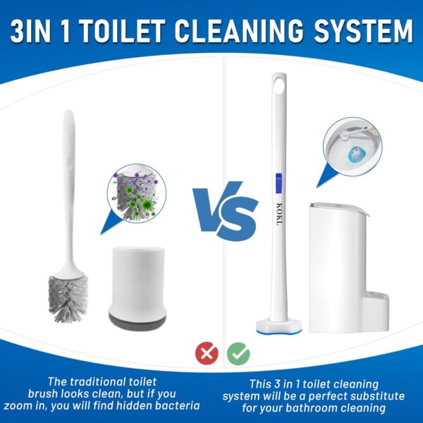 Disposable Toilet Brush, Toilet Bowl Cleaner Brush with 50PCS Toilet Brush Refills, Toilet Cleaner Refill Pads, Disposable Toilet Bowl Brush and Storage Caddy for Bathroom Cleaning(1-Set)