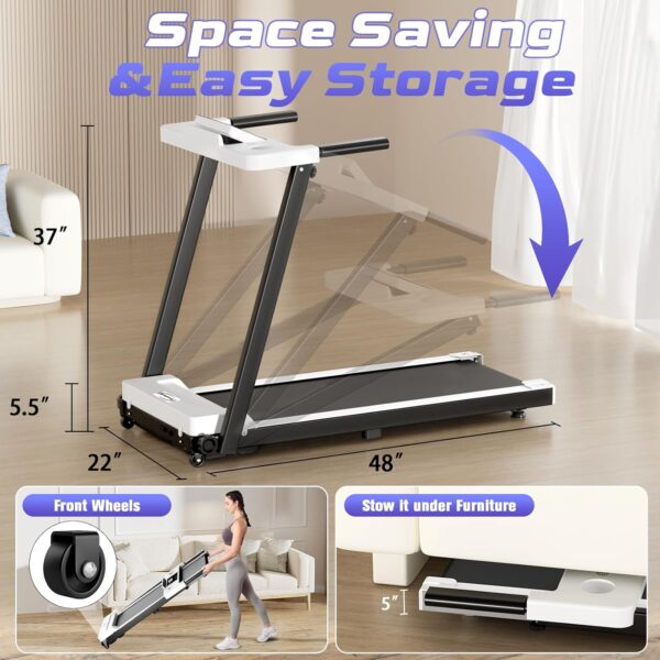 Walking Pad Treadmill with Handle Bar, 3.0 HP Foldable Treadmills for Home, 300LBS Capacity Portable Treadmills for Home & Office Use