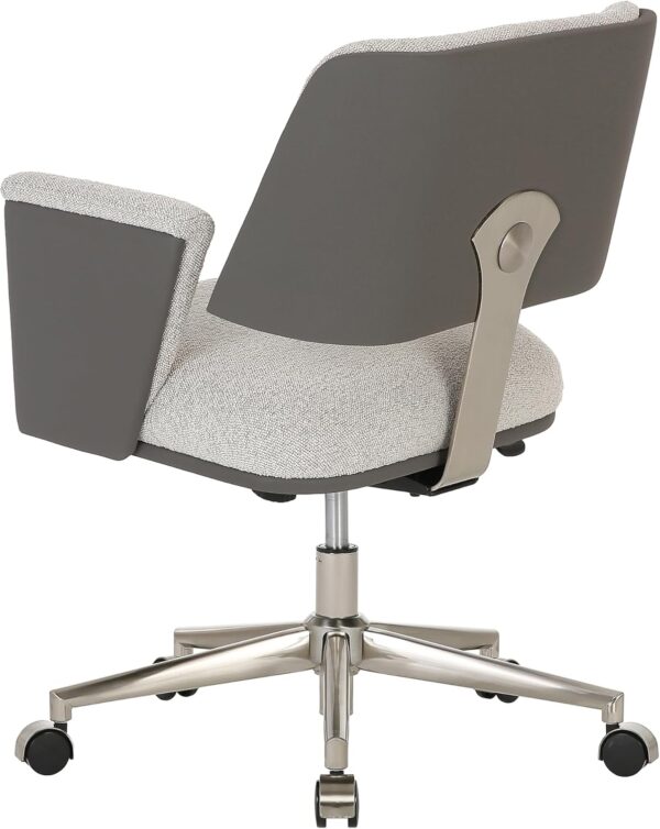 Realspace® Modern Comfort Picali Bouclé Fabric/Vegan Leather Low-Back Task Office Chair, White Stone/Gray/Brushed Nickel, BIFMA Compliant