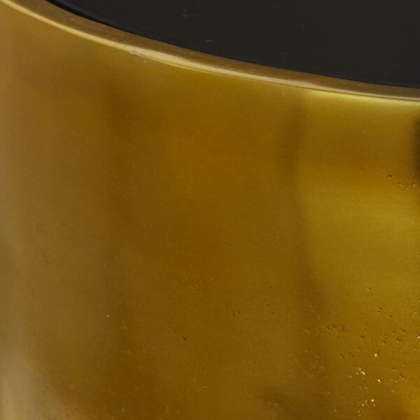 Deco 79 Aluminum Metal Abstract Melting Drip Accent Table with Melting Design and Shaded Glass Top, 16' x 16' x 25', Gold