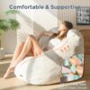 MAXYOYO Giant Bean Bag Chair, Oversized Bean Bag Couch for Adults and Kids, Faux Fur Shell-Shaped Large Chair with Filler, Stuffed Big Accent Sofa Lounge Floor Sofa for Gaming, Reading, Beige