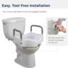 Drive Medical RTL12027RA 2-in-1 Raised Toilet Seat with Removable Padded Arms, Standard Seat
